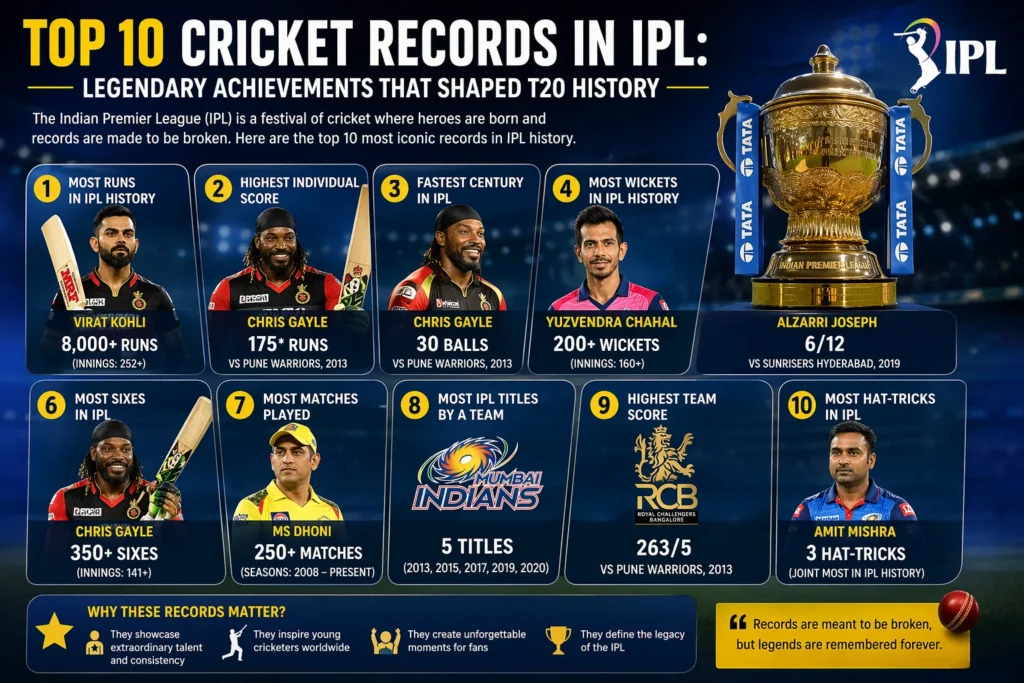 Top 10 cricket records in ipl