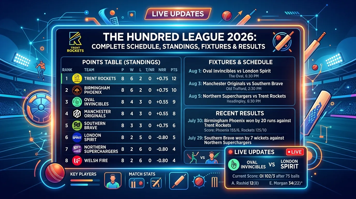 The Hundred League Matches 2026