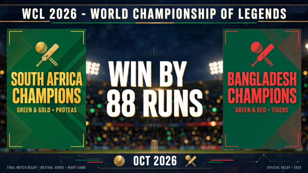 Bangladesh Champions vs South Africa Champions, WCL 2026: SA Champions Seal 5-0 With 88-Run Win