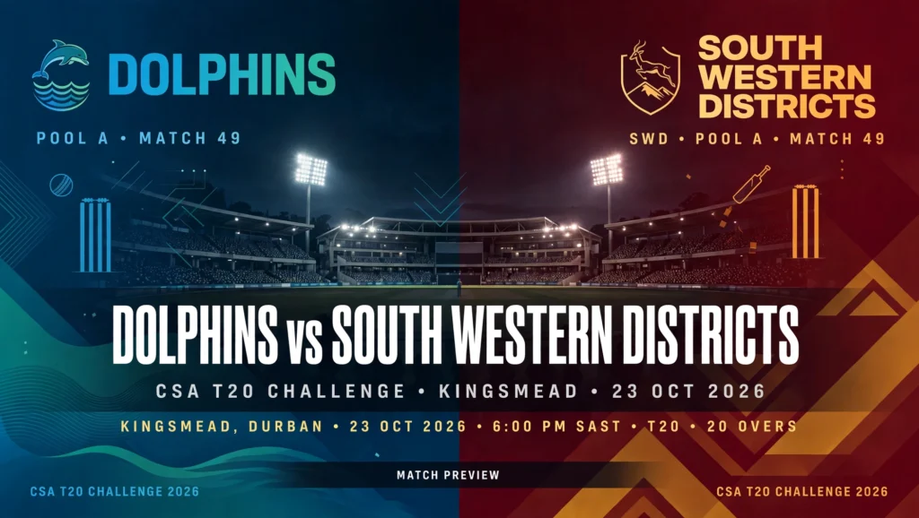 Dolphins vs South Western Districts, CSA T20 Challenge 2026: Date, Time, Venue, Squads & Where to Watch
