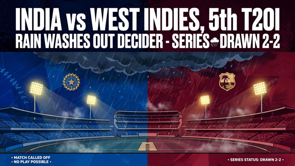India vs West Indies, 5th T20I: Rain Washes Out Decider, Series Drawn 2-2