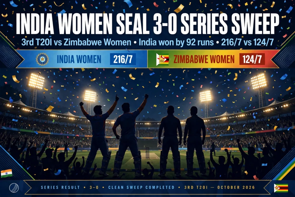 India Women vs Zimbabwe Women, 3rd T20I 2026: India Seal 3-0 Series Sweep with 92-Run Win