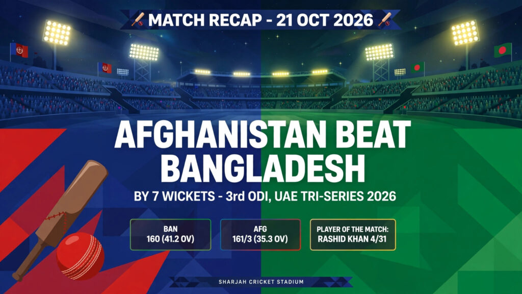Afghanistan vs Bangladesh, 3rd ODI 2026: Rashid's 4/31 Fires Afghanistan Into Tri-Series Final