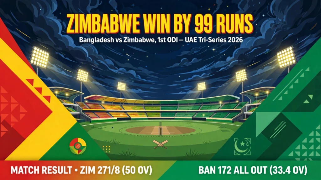 Bangladesh vs Zimbabwe, 1st ODI: Zimbabwe Thrash Bangladesh by 99 Runs in Tri-Series Opener