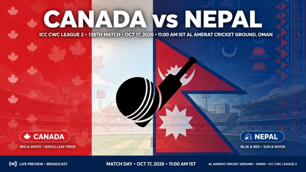 Canada vs Nepal, League 2 ODI: Date, Time, Venue, Squads & Where to Watch