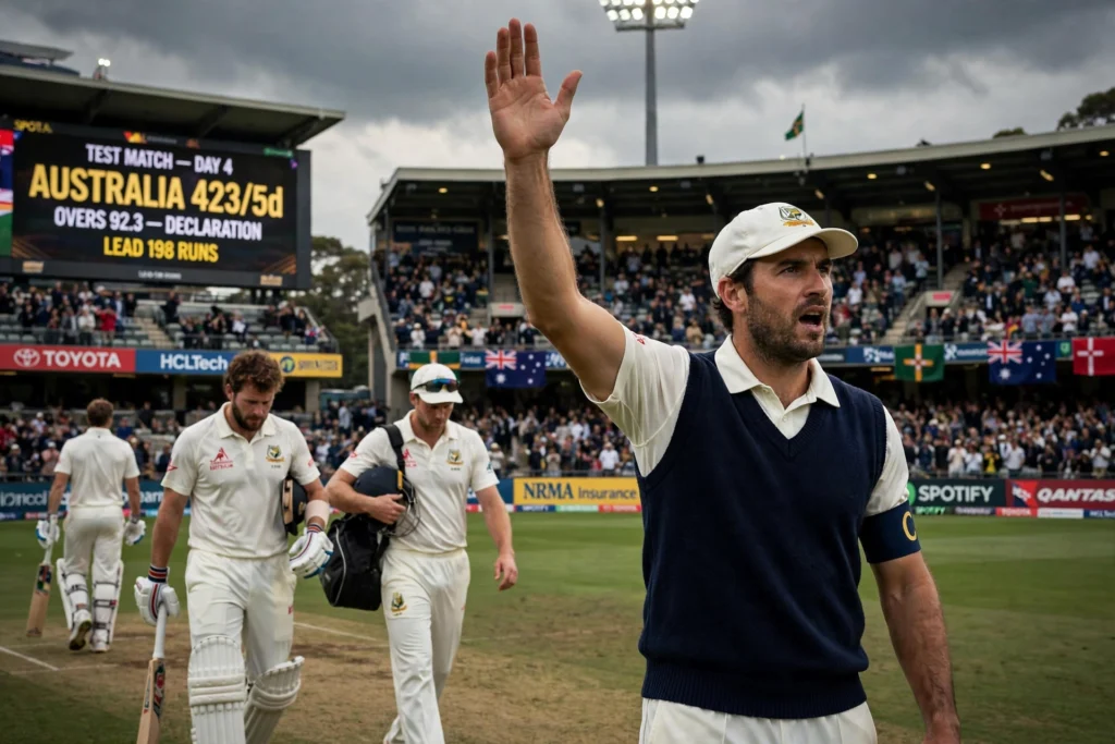 Declaration in Test cricket explained with captain declaring the innings closed