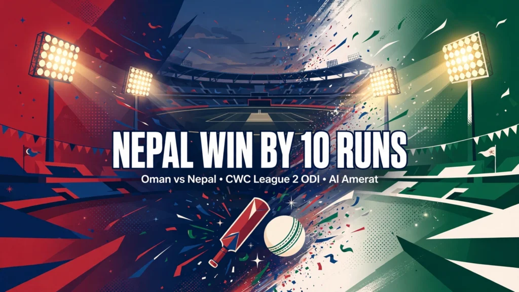 Oman vs Nepal, League 2 ODI 2026: Nepal Win 10-Run Thriller