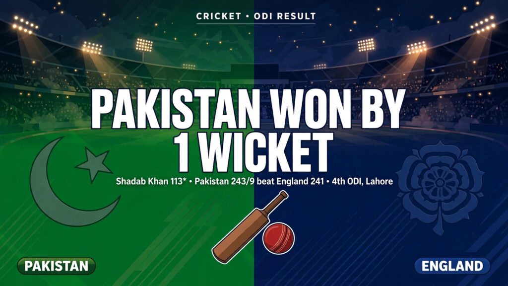 Pakistan vs England, 4th ODI 2026: Shadab's 113* Seals Thrilling One-Wicket Win