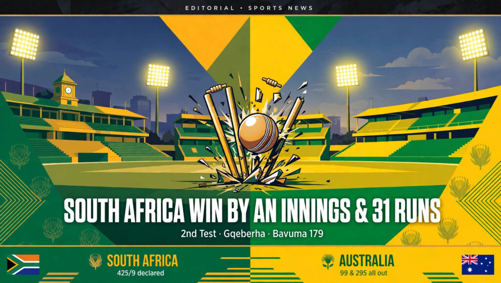 South Africa vs Australia, 2nd Test 2026: Proteas Seal Innings-and-31-Run Win to Level Series