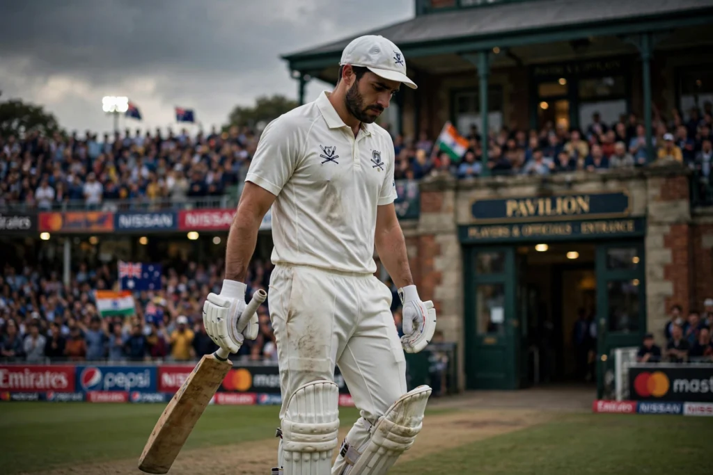 Timed out dismissal in cricket explained with batter walking back to pavilion