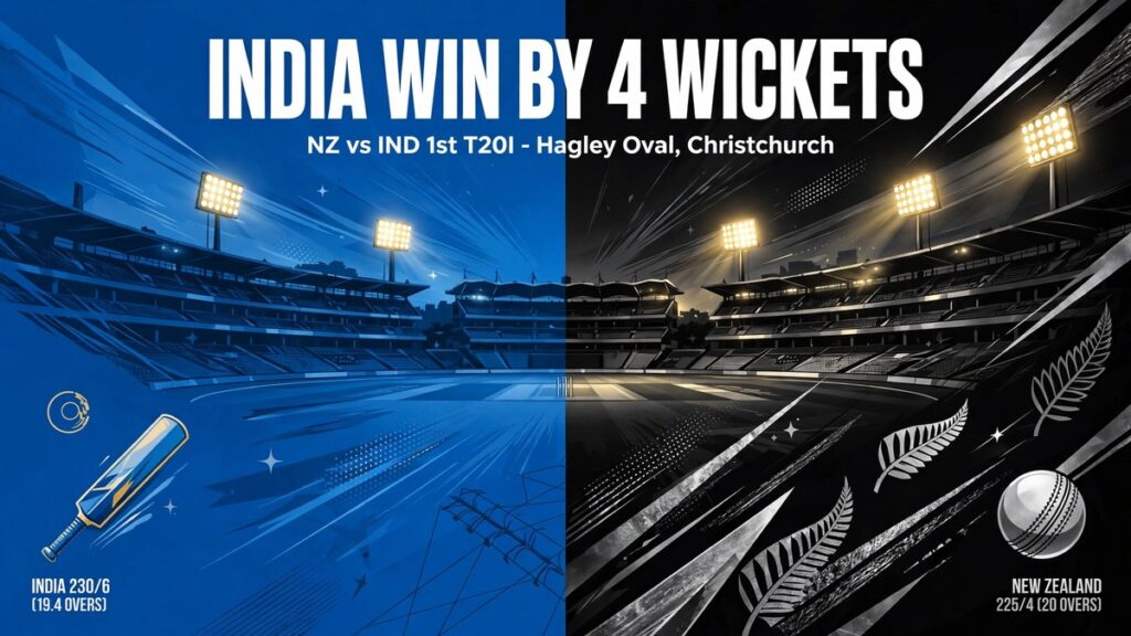 New Zealand vs India, 1st T20I 2026: India Win By 4 Wickets in Record Chase