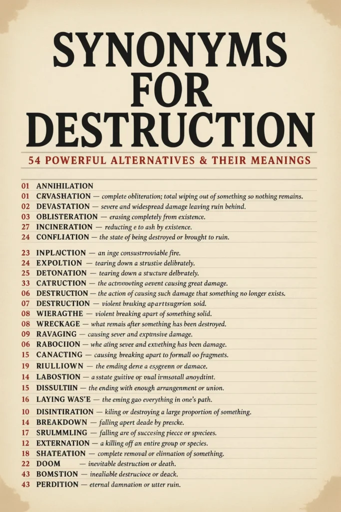 Synonyms for Destruction